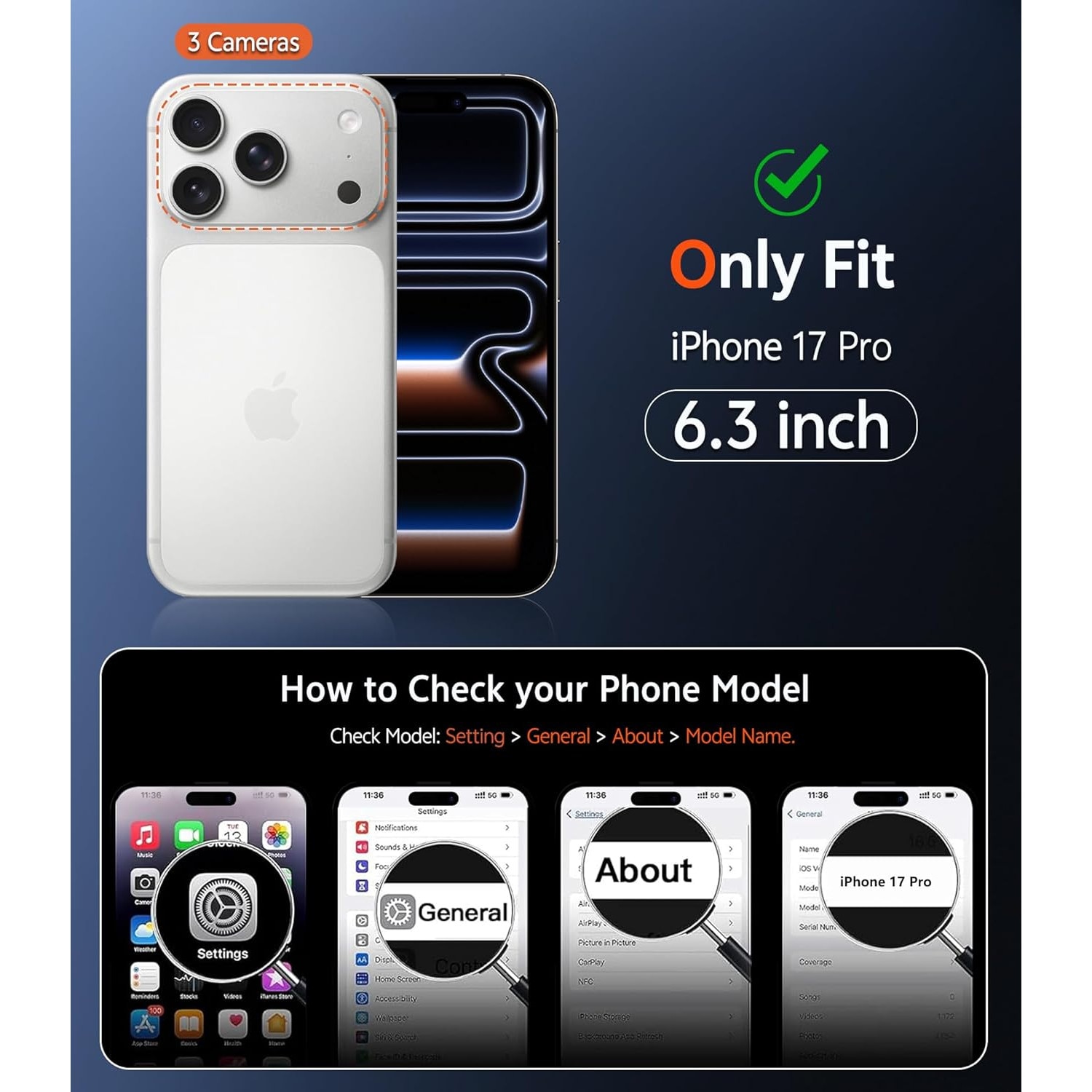 Set 2 Huse Transparente PHCATION pentru iPhone 17 Pro Max, 1 Husa Rigida cu Suport Magnetic + 1 Husa TPU Flexibila, Transparente