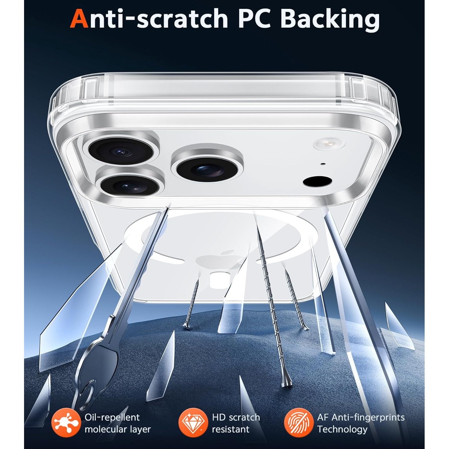 Set 2 Huse Transparente PHCATION pentru iPhone 17 Pro Max, 1 Husa Rigida cu Suport Magnetic + 1 Husa TPU Flexibila, Transparente