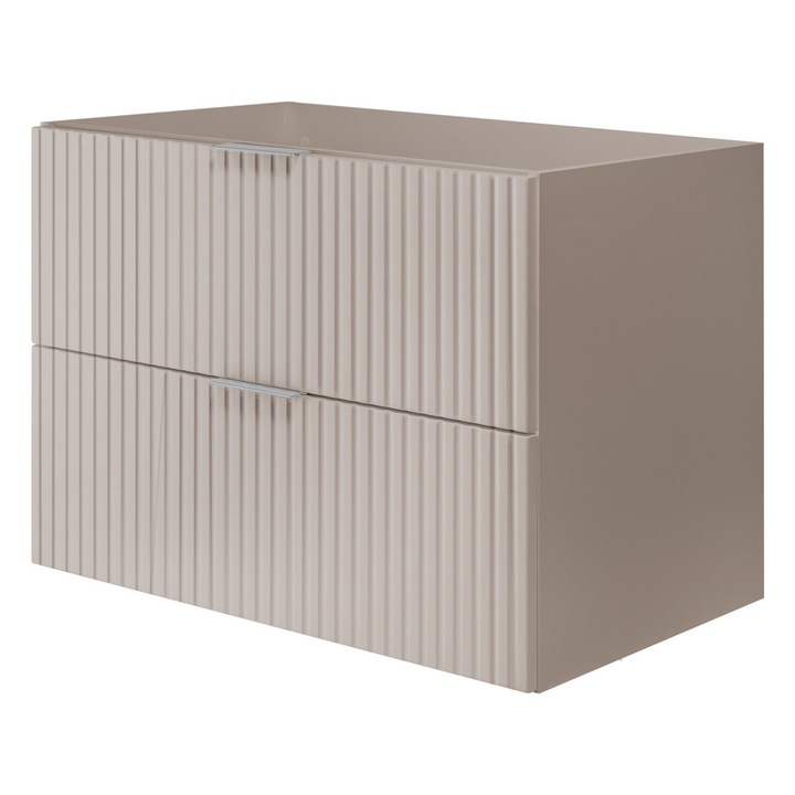 Mosdó szekrény, kasmír, 80 x 57 x 46 cm, ezüst fogantyú, burkolat nélkül, 2 tágas fiok, minimalista dizájn, helytakarékos, 1 csomagban, MDF, laminált bútorlap, szállítás közben keletkezett sérülés esetén csak a sérült alkatrészeket cseréljük