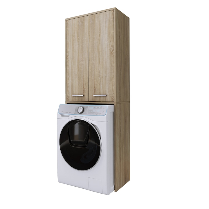 Mosógép szekrény, sonoma tölgy, 31 x 64 x 180 cm, funkcionalitás, elegancia, tartósság, 1 x bútor, 1 x felhasználói kézikönyv, szerelési cikkek, anyag: sonoma tölgy, szín: sonoma