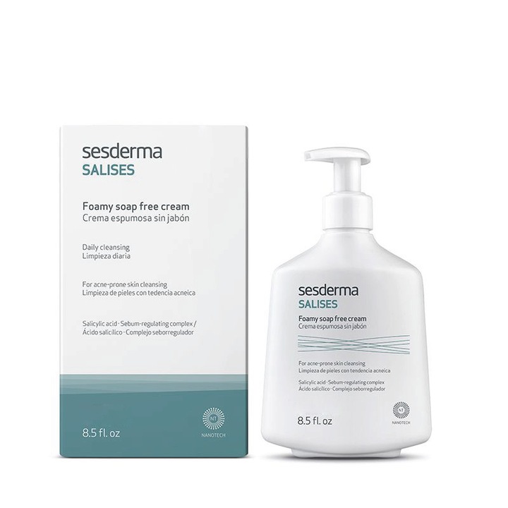 Sesderma Salises szappanmentes tisztítókrém, faggyúszabályozás, kíméletes tisztítás, 200 ml
