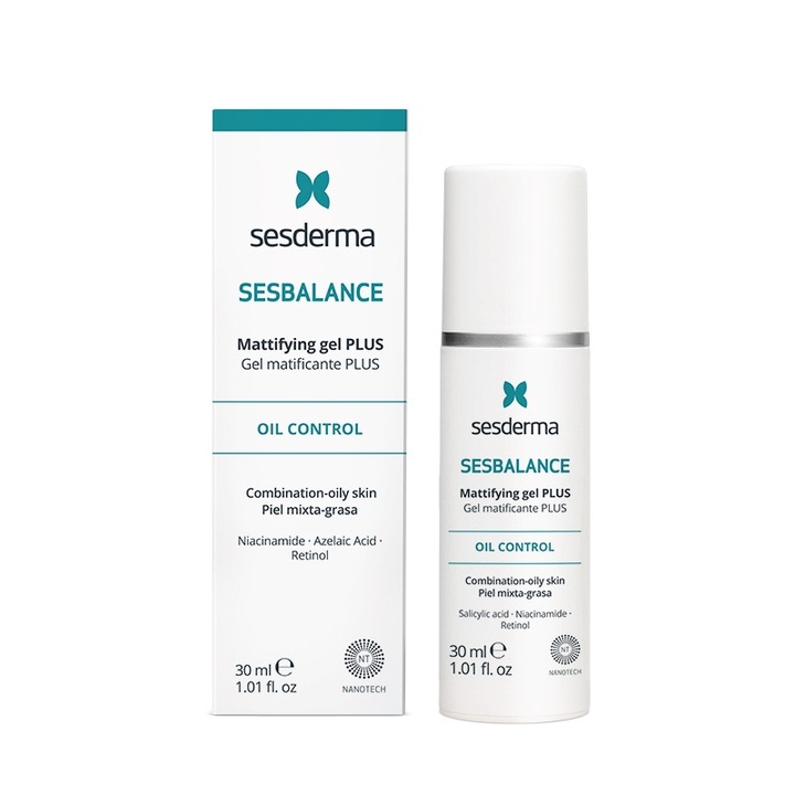 Sesderma Sesbalance Plus Intenzív mattító gél, faggyúszabályozó, vegyes és zsíros bőrre, folyékony textúra, 30 ml