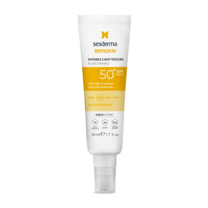 Fluid Invizibil SPF50+ SESDERMA REPASKIN, protectie solara avansata UVB/UVA/IR, textura ultra-lejera fara urme albe, rezistenta la apa, 50ml