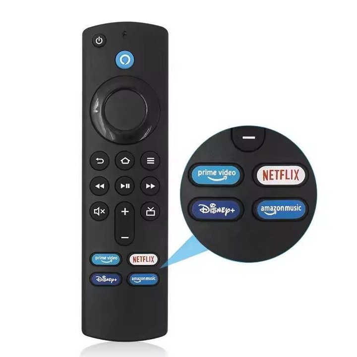 Távirányító, L5B83G, Tökéletes csere Alexa hangvezérlő gombbal, Kompatibilis a Fire TV Stick Lite/Fire TV Stick készülékekkel, Amazon Fire TV Stick és Fire TV Stick Lite készülékekhez, Egyszerű beállítás, Fekete