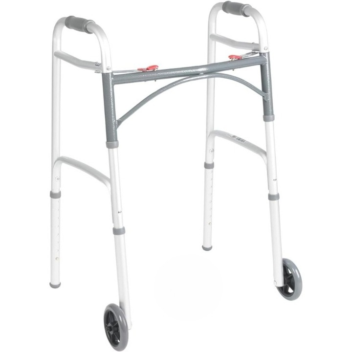 Cadru de mers pliabil, YunDaMei, ajustabil, din aluminiu, cu functie de pasitor