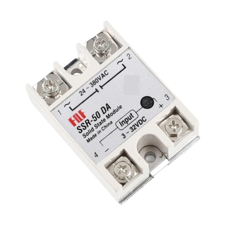 Modul releu AjieQaQ SSR-50DA, 50A, 3-32V DC, 24-380V AC, 63x45x24mm