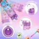 Sticla de apa creativa pentru copii DIY, Axroad Mall, 600ml, Design Unicorn, Cu accesorii, piatra pretioasa, stalp, snur, Material eco, Fara BPA, Dezvolta abilitatile manuale, + 3 ani, Pentru cadouri si cadouri, Violet