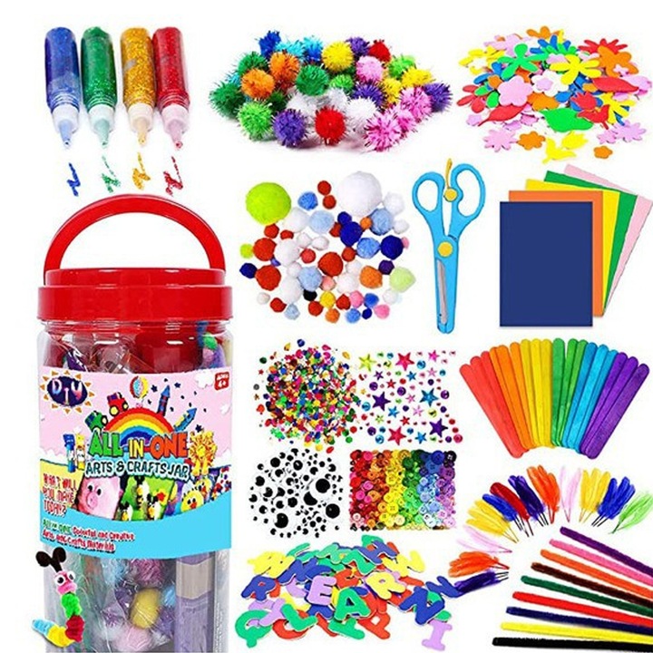 Seturi creative pentru copii, Axroad Mall, Art craft kit, Usor si sigur pentru copii, Stimuleaza creativitatea, Potrivit pentru cadouri de aniversare si cadouri de sarbatori pentru baieti si fete, +4 ani, Multicolor