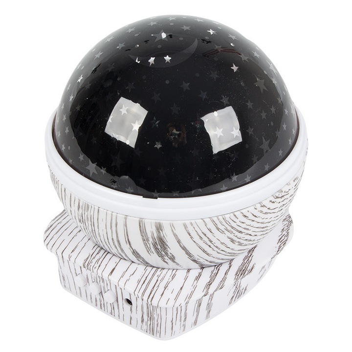 Proiector stele LED rotativ cu luna, lampa de veghe si proiector 360°, efect cer instelat pentru dormitor si camera copii