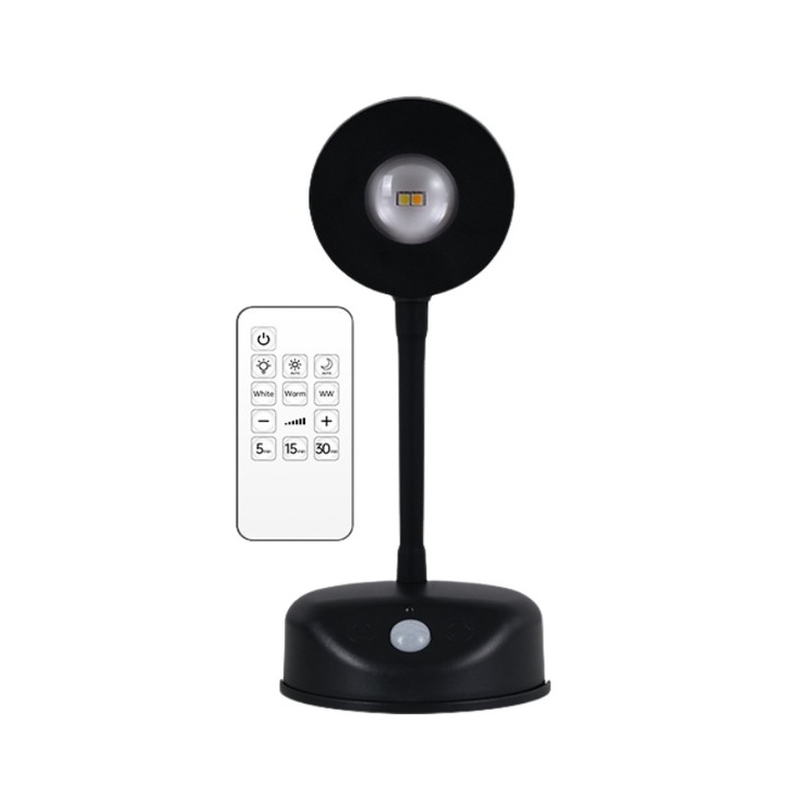 Aplica LED de perete telecomanda, COSMI inteligenta cu senzor de miscare, recargabila fara instalare, telecomanda pentru lumina si culoare, 18.8mm subtire, ideal pentru dulap/scara/coridor, negru