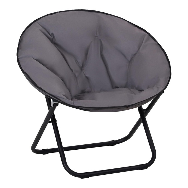 Градински стол Macvi® модел Moon, сгъваем, здрава стоманена рамка, удобна текстилна материя, 78x13x78 см, сив, лесен за транспортиране и съхранение