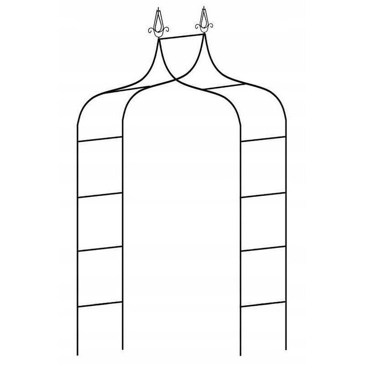 Macvi® dekoratív kerti pergola, gótikus stílusú design, ellenálló fém szerkezet, 240x150x37 cm, futónövény támasz