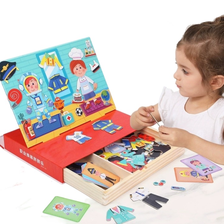 Mágneses oktatójáték gyerekeknek, MzcrJosv®, öltöztetős, Montessori kreatív puzzle, kognitív fejlesztés, szem-kéz koordináció