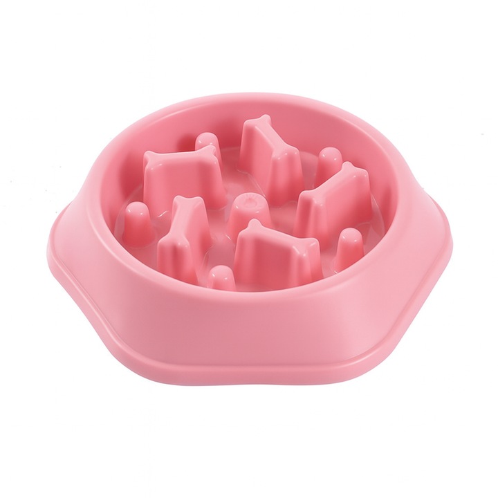 Castron pentru câini cu hrănire lentă Pet & More – 23.5 × 23.5 × 5 cm, roz