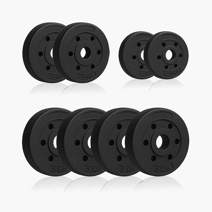 Комплект допълнителни дискове Athletos®, 20 кг (4×3, 2×2.5, 2×1.25 кг), без лостове и скоби