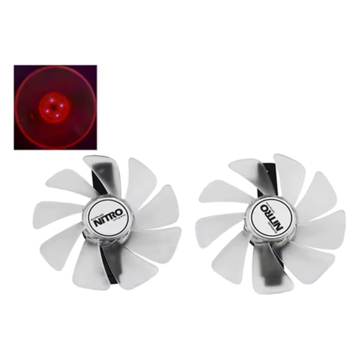 Комплект 2x GPU вентилатори 95MM CF1015H12D / FD10015M12D – ЧЕРВЕН LED – Съвместими със Sapphire RX 470 480 570 580 590 NITRO / NITRO+