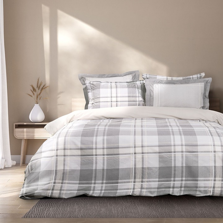 Lenjerie de pat, Nima, Duvet Cover Arthur, set 2pcs, gri-bej