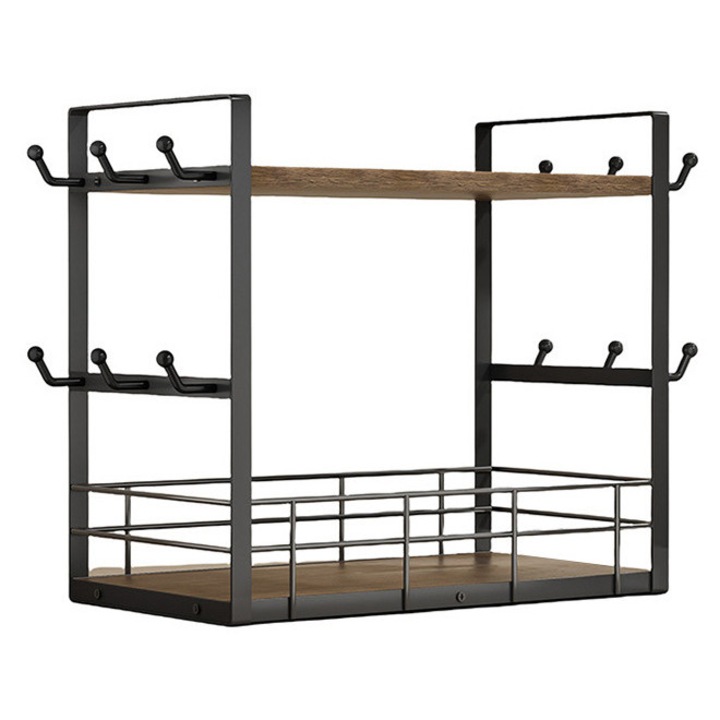 Suport pentru cani de cafea Forthcan, organizator pe 2 niveluri, 12 carlige, maro vintage și negru