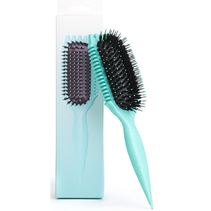 Perie de par, SuooTci, verde, design ergonomic, pentru par umed si uscat, 24.7x6.2x4.5 cm