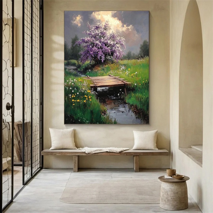 Tablou Peisaj - Pod spre Liniste - 60 x 90 cm, panza canvas premium, sasiu lemn, ideal pentru living, dormitor, birou sau hol, cadou original, Vizio Tablouri Canvas®