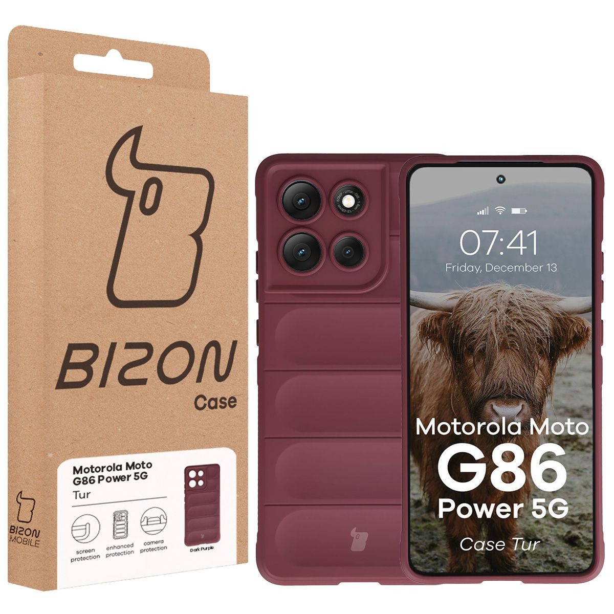 Husa Bizon Case Tur pentru Motorola Moto G86 Power 5G, Rosu inchis