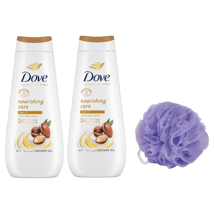 Set 2 x Gel de dus Dove Advanced Care Nourishing Care 400ml + Burete de baie