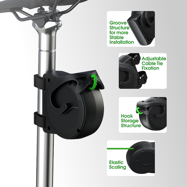 Curea de tractiune pentru bicicleta, 2, 6m, design elastic, material rezistent, negru