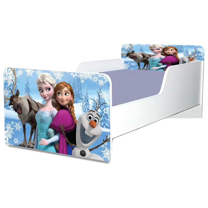 Легло Anna and Elsa, със защита и включен матрак, 130x60 см