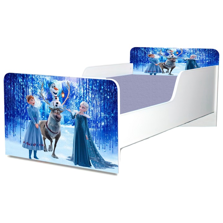 Pat Regatul Inghetat, 130x60 cm, cu protectie si saltea inclusa