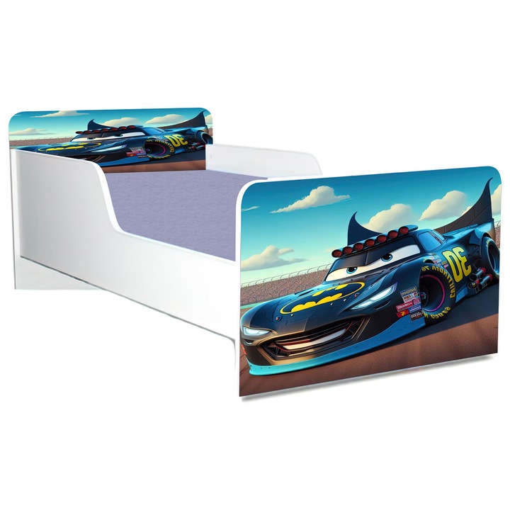 Car Cu Pat Cars cu Batman, 160x80 cm, cu protectie si saltea inclusa - eMAG.ro