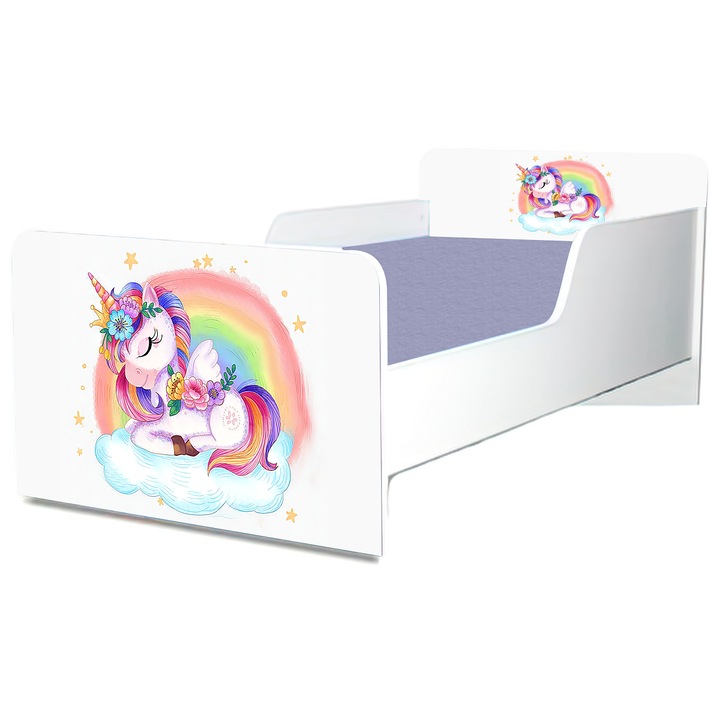 Легло Еднорог, 130x60 см, със защита и включен матрак
