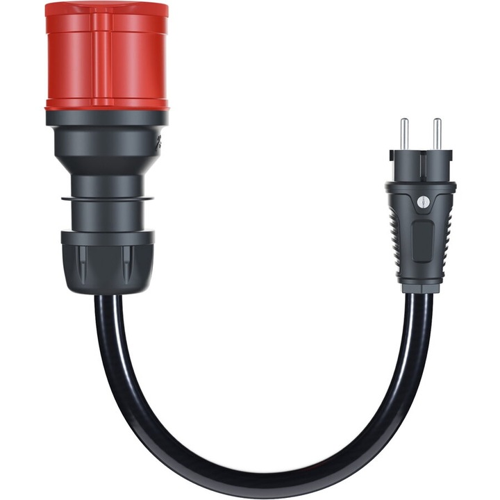 Go-e adapter for Gemini flex 22 kW, CEE red three-phase current 32A > household socket (black, 30cm)
