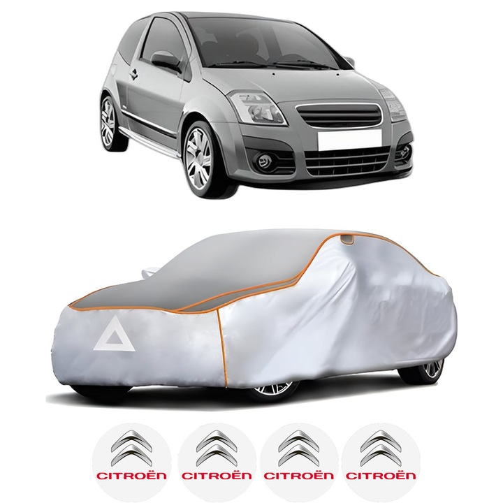 Husa Prelata Antigrindina Auto CITROEN C2 (JM_) din 2003-2012, Protectie auto contra intemperiilor la grindina, Waterproof, 4x Stickere auto CITROEN
