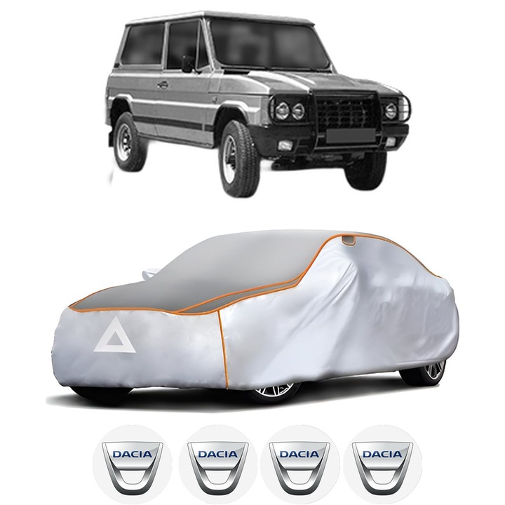 Husa Prelata Antigrindina Auto DACIA DUSTER din 1984-1993, Protectie auto contra intemperiilor la grindina, Waterproof, 4x Stickere auto DACIA