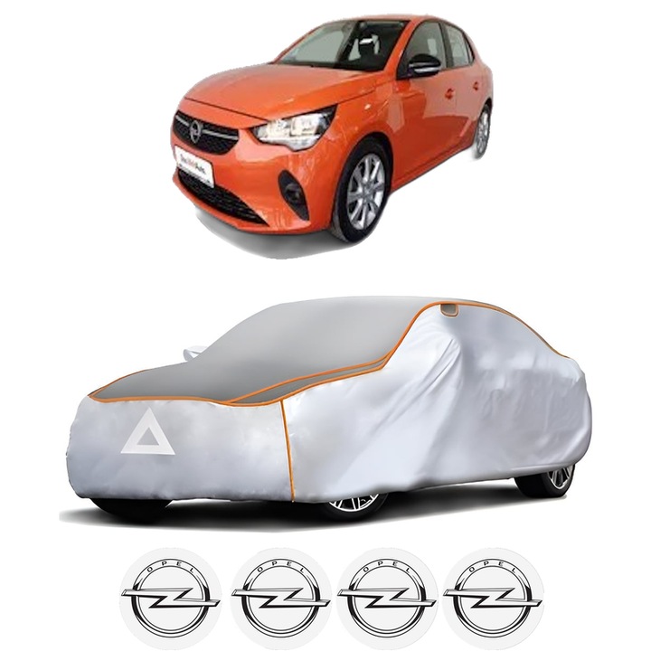 Husa Prelata Antigrindina Auto OPEL CORSA F (P2JO) din 2019-2023, Protectie auto contra intemperiilor la grindina, Waterproof, 4x Stickere auto OPEL