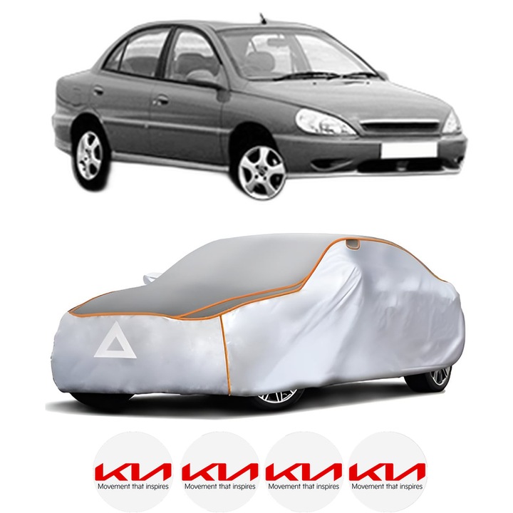 Husa Prelata Antigrindina Auto KIA RIO I Saloon (DC_) din 2000-2005, Protectie auto contra intemperiilor la grindina, Waterproof, 4x Stickere auto KIA