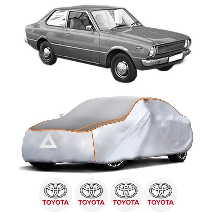 Husa Prelata Antigrindina Auto TOYOTA COROLLA Coupe (KE) din 1975-1980, Protectie auto contra intemperiilor la grindina, Waterproof, 4x Stickere auto TOYOTA