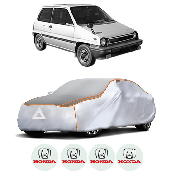 Husa Prelata Antigrindina Auto HONDA CITY I Hatchback (AA) din 1980-1984, Protectie auto contra intemperiilor la grindina, Waterproof, 4x Stickere auto HONDA