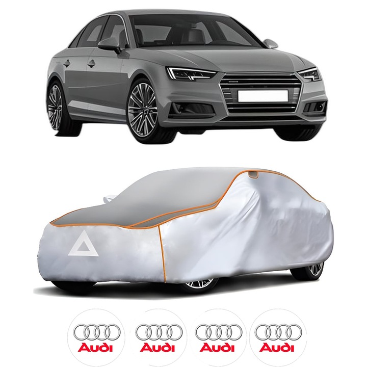 Husa Prelata Antigrindina Auto AUDI A4 B9 (8W2, 8WC) din 2015-2021, Protectie auto contra intemperiilor la grindina, Waterproof, 4x Stickere auto AUDI