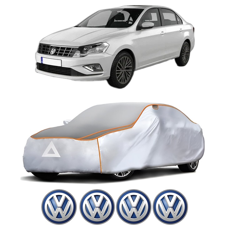 Husa Prelata Antigrindina Auto Volskwagen JETTA IV (162, 163, AV3, AV2) din 2010-2018, Protectie auto contra intemperiilor la grindina, Waterproof, 4x Stickere auto Volskwagen