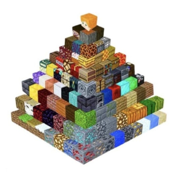 Set de constructie magnetic, tip Minecraft, cuburi, multicolor, 60 buc