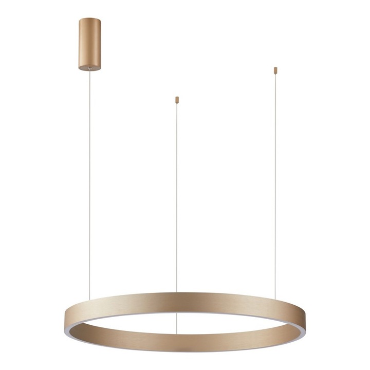 Lampa suspendata, Italux, Brasco, Auriu, 2xLED, 100W, 3000K+4000K, Modul LED, Temperatura de culoare variabila, 4800lm, IP20, 220-240V, Garantie 5 ani, Alb variabil (selectabil: cald, neutru), Aluminiu, Silicon, 5cm, 200cm, 98cm, 2 bucati intr-un set