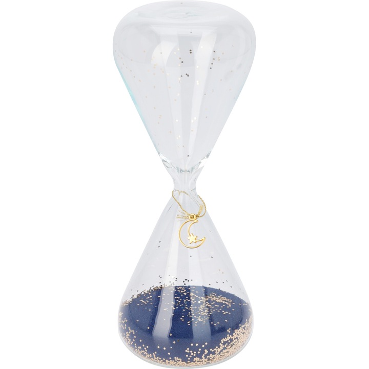 Homokóra dekoráció, átlátszó üveg, 7.5x19 cm