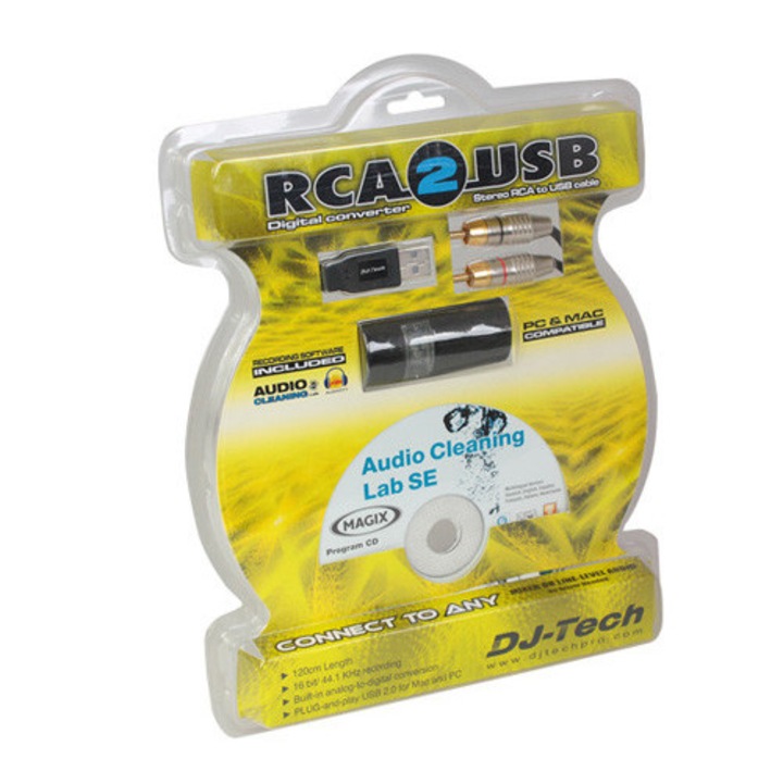 Cablu RCA la USB, 1.2m, ieșire audio digitală 16 biti, set cu placă de sunet