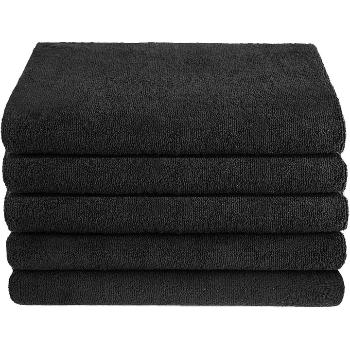 Tuva Home 5X Prosop Hotel Set Prosoape din Bumbac 30x50cm Hotel Wellness Spa Prosop de sauna Prosop de baie Prosop profesional frotir 100% Bumbac (Negru)