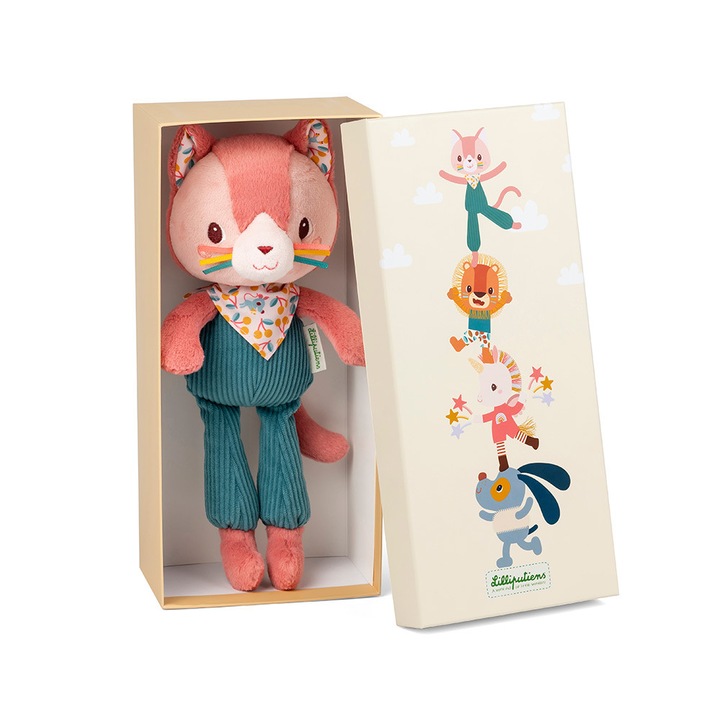 Jucarie din plus, Lilliputiens, pisicuta Jeanne, in cutie cadou, 3 luni+