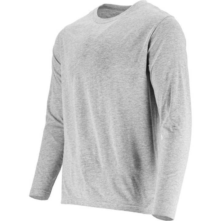 Тънка памучна тениска с дълъг ръкав / Сива - L