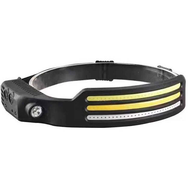 LED фенер W689-3, 3 ленти за глава, сензор, акумулаторна батерия, 10W