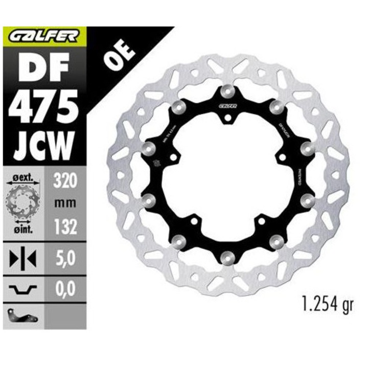 Disc de frana GALFER pentru Yamaha MT-10, YZF-R6, YZF-R9, FZ1, YZF-R1, V MAX 1700, 320x132x5mm