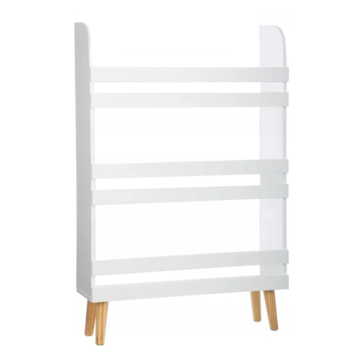 Ruhhy Dulap alb pentru copii din MDF cu 3 rafturi pentru carti si jucarii